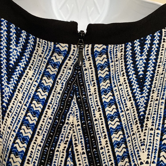 BCBG MAXAZRIA women fit flare dress PERLA print Bleu event luxury office 06 boho - Picture 6 of 11